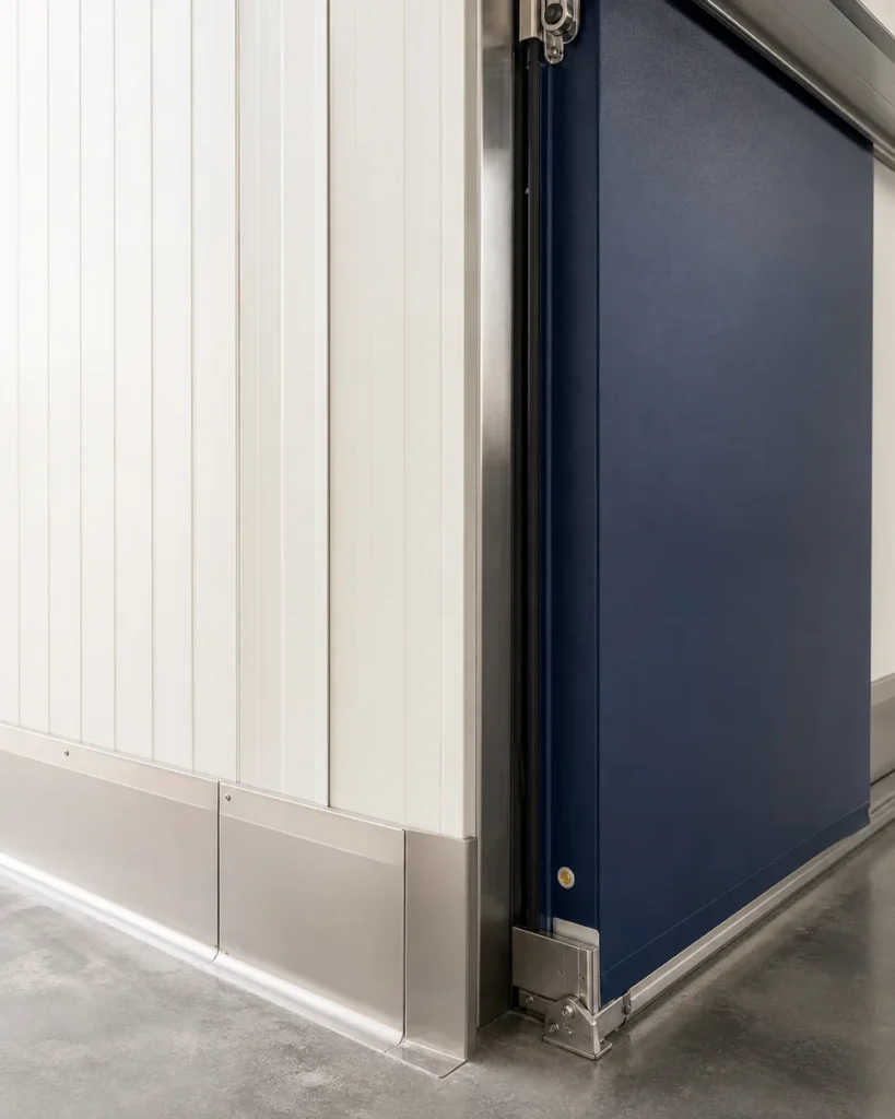 Industrial sliding door and insulated panel construction detail