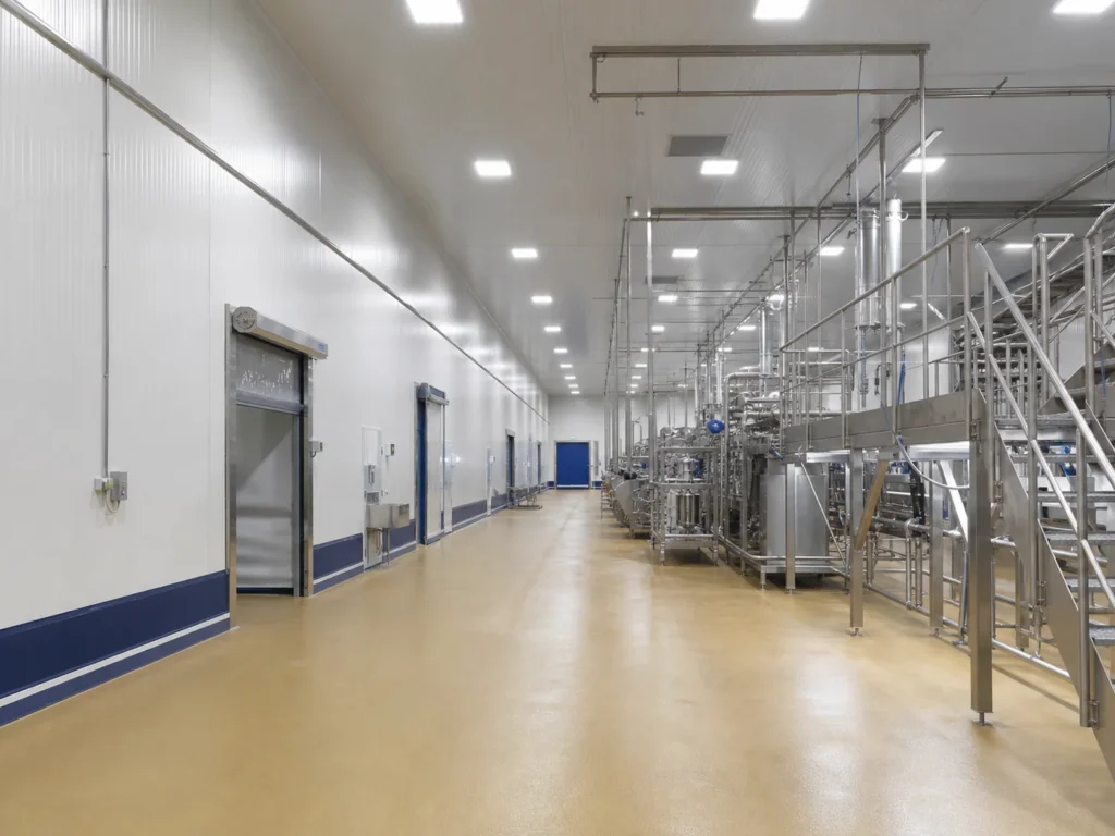 Temperature-controlled food production facility interior